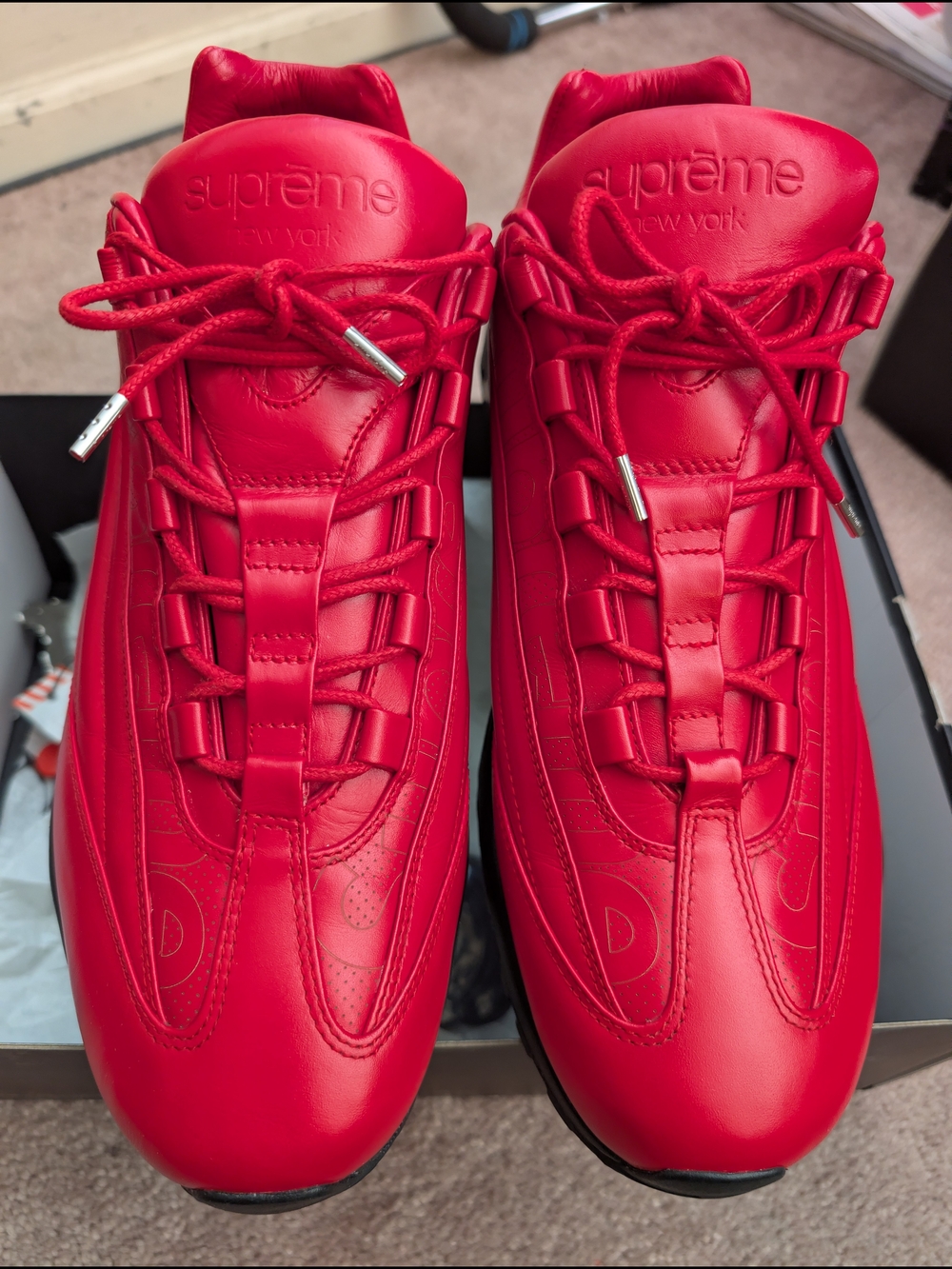 Supreme Red Leather Sneakers - Bold Red Design